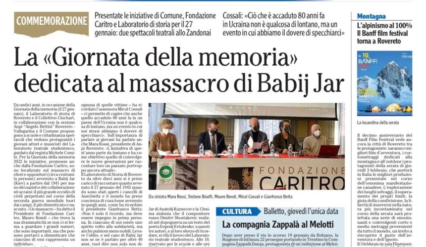 La “Giornata della Memoria” dedicata al massacro di Babij Jar