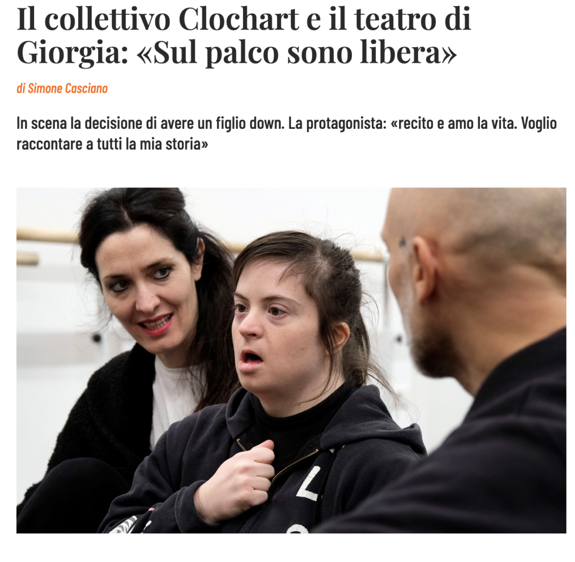 Il collettivo Clochart e il teatro di Giorgia: «Sul palco sono libera»